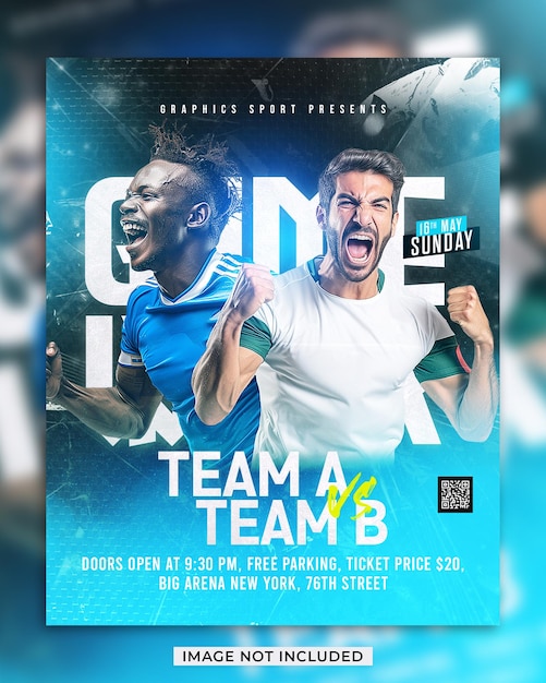 Progettazione del modello di Instagram per i social media del giorno della partita di calcio e calcio