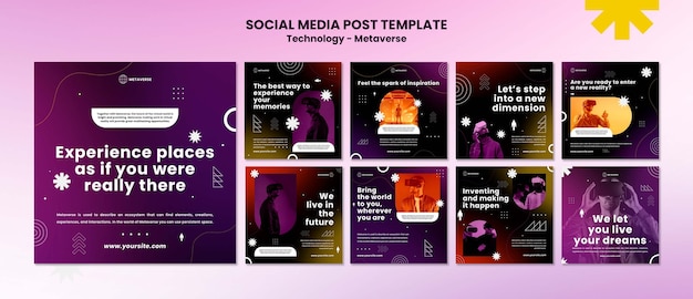 Progettazione del modello di post di instagram con tecnologia gradiente