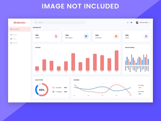 Progettazione del modello di sito Web dell'interfaccia utente del dashboard