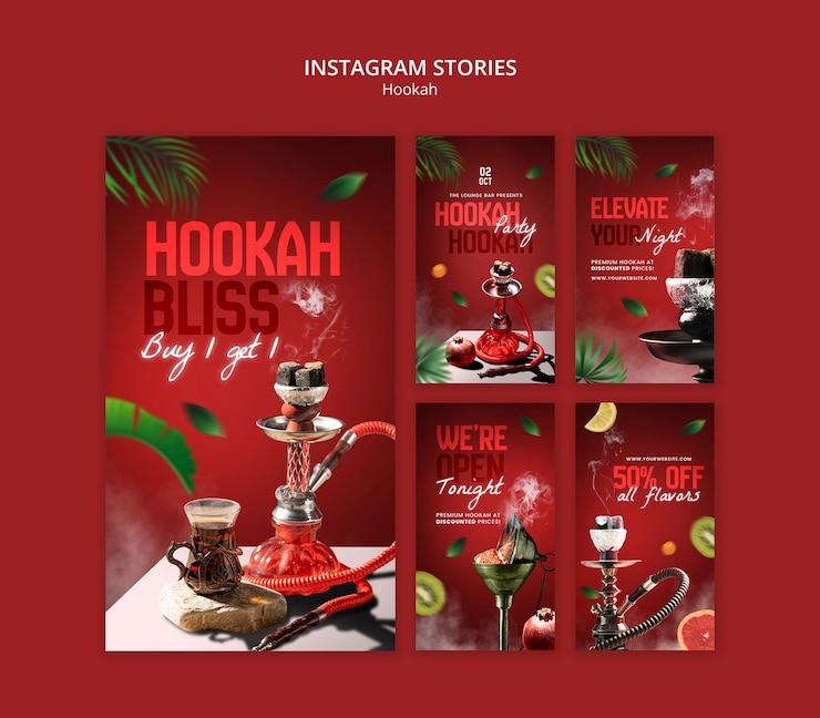 PSD progettazione del modello di storia di hookah per instagram
