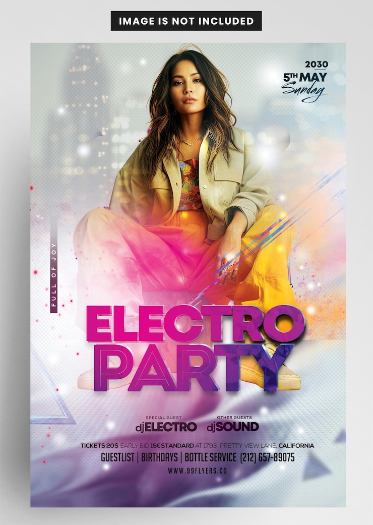 PSD progettazione del volantino notturno di electro party