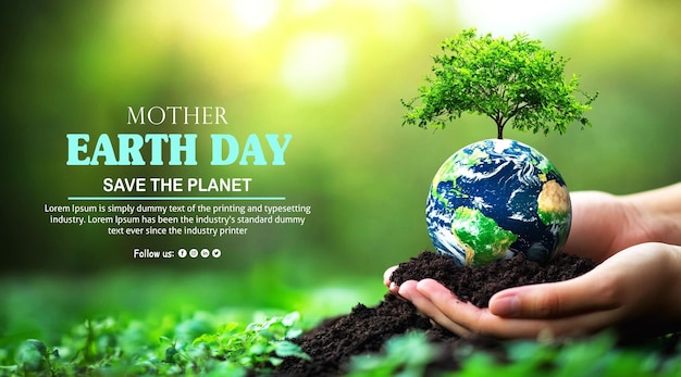 Progettazione della Giornata della Terra con le mani che proteggono il pianeta