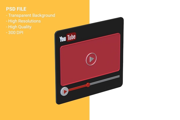 Progettazione dello schermo 3D del lettore video di Youtube o interfaccia del lettore multimediale video