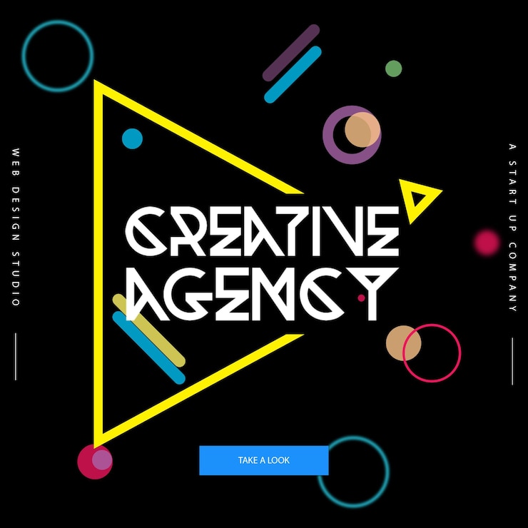 PSD progettazione dello sfondo nero dell'agenzia creativa