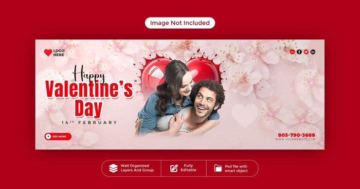 PSD progettazione di banner per la copertina di facebook per il giorno di san valentino