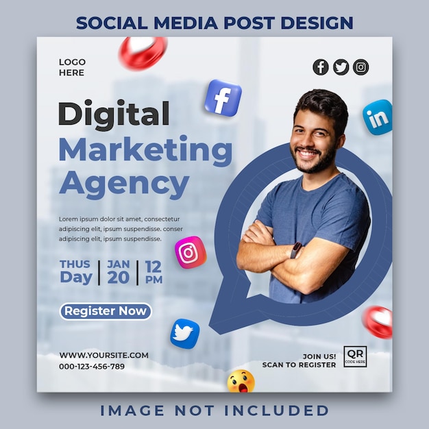 Progettazione di banner post sui social media dell'agenzia di marketing digitale