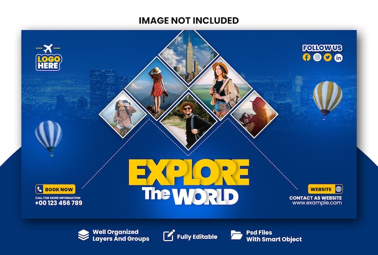 PSD progettazione di banner web per viaggi