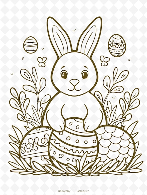 Progettazione di cartoline di Pasqua Png con cornice pastel stile di progettazione Decora Outline Arts Scribble Decorative