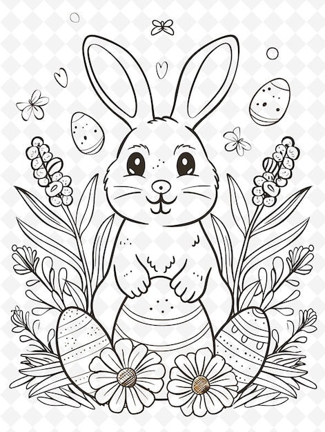 Progettazione di cartoline di Pasqua Png con cornice pastel stile di progettazione Decora Outline Arts Scribble Decorative