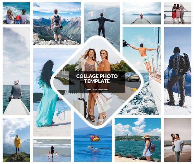 Progettazione di collage di foto e mockup di effetto cornice collage di foto