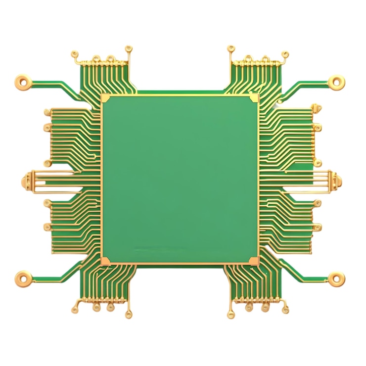 PSD progettazione di microchip verdi con linee di circuiti dorati tecnologia avanzata pcb layout per elettronica e