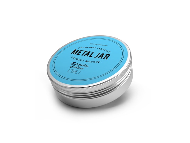 Progettazione di mockup 3D di barattoli di latta di metallo nel rendering 3D