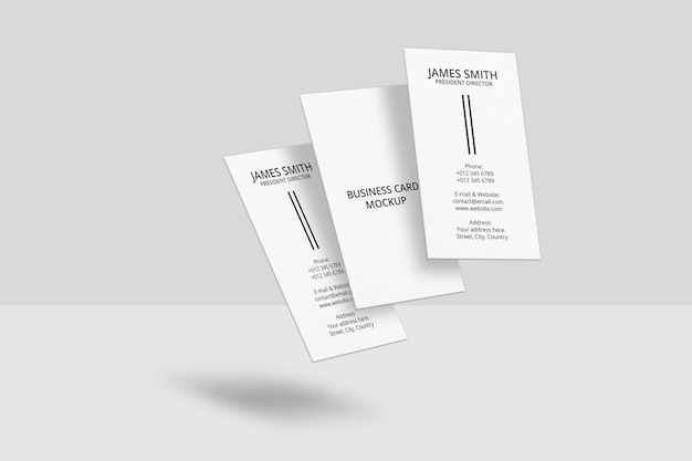 Progettazione di mockup di biglietti da visita galleggianti
