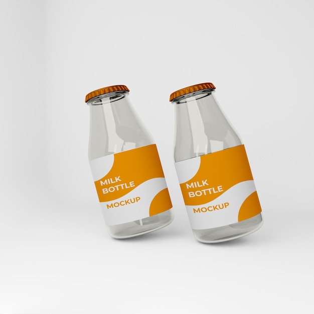 Progettazione di mockup di bottiglia di latte 3D