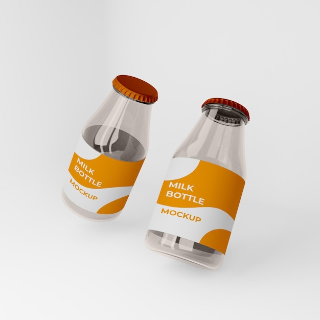 Progettazione di mockup di bottiglia di latte 3D
