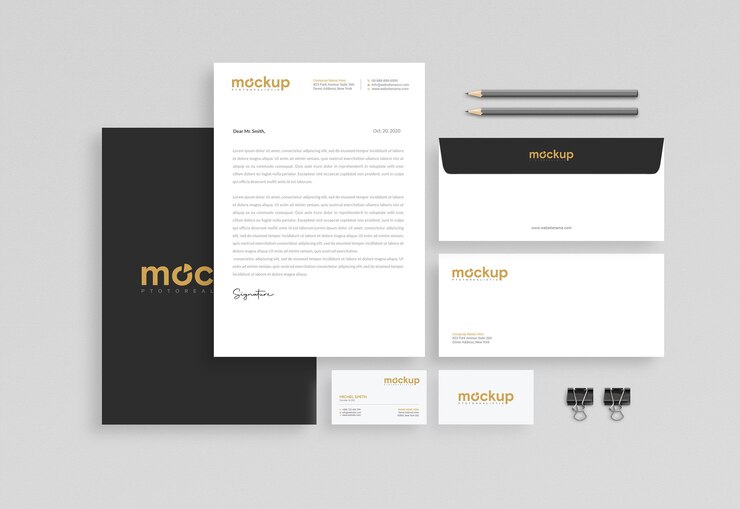 Progettazione di mockup di cancelleria aziendale