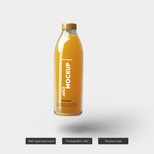 Progettazione di mockup di confezionamento di bottiglie di succo