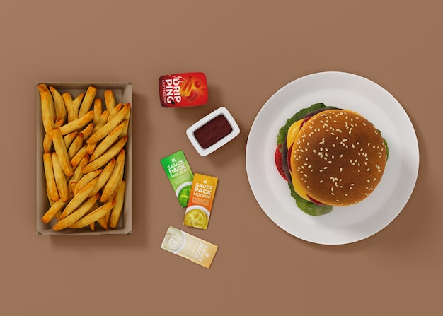 progettazione di mockup di imballaggi per fast food