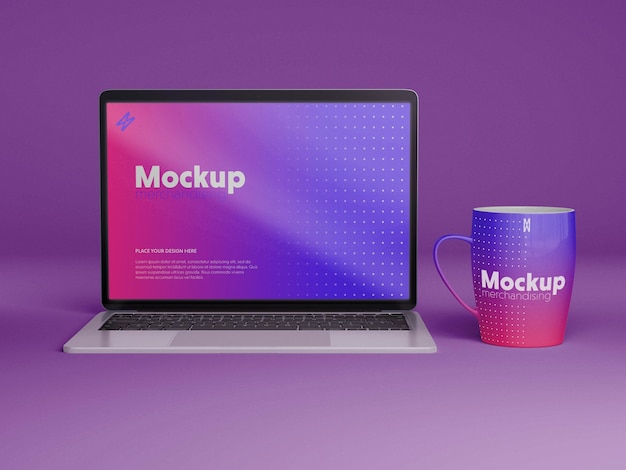 Progettazione di mockup di merchandising per computer