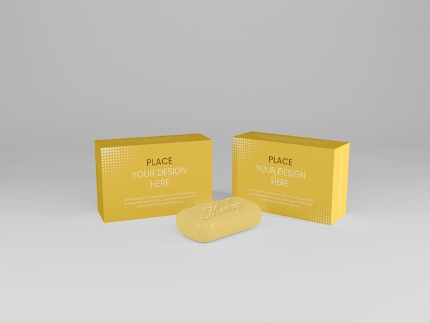 progettazione di mockup di prodotti di sapone in rendering 3d