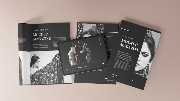 PSD progettazione di mockup di riviste digitali