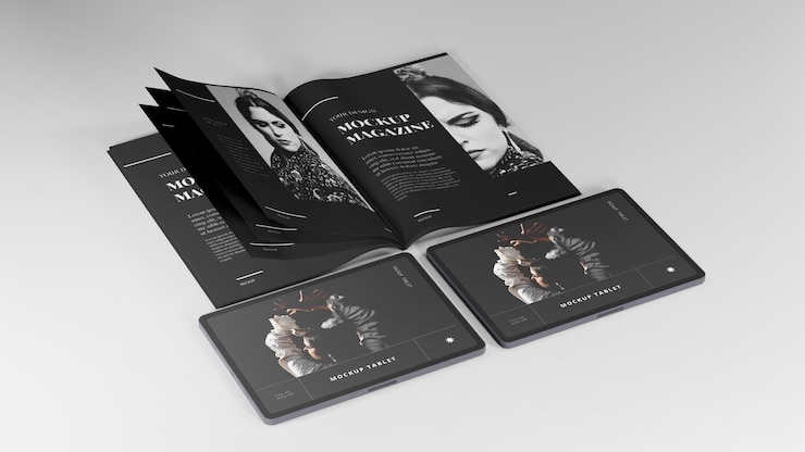 PSD progettazione di mockup di riviste digitali