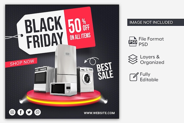Progettazione di modelli di social media post black friday per la campagna di marketing