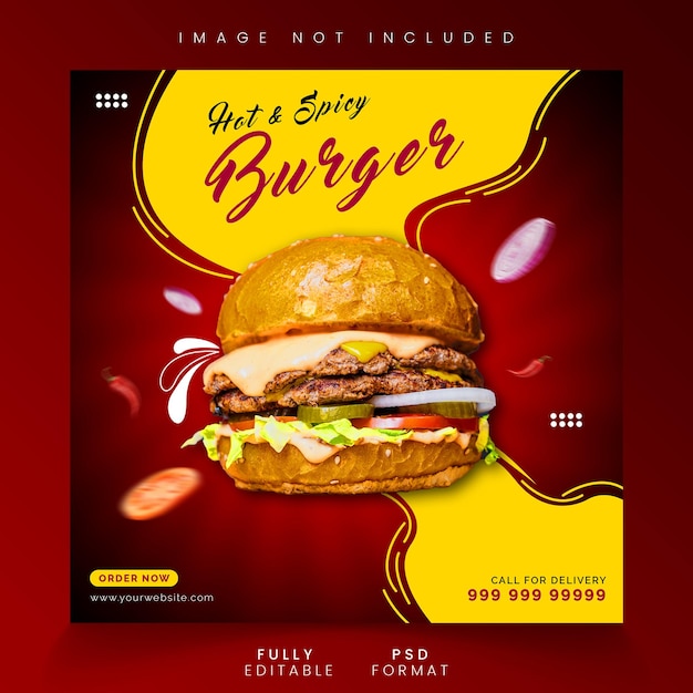 Progettazione di post sui social media per hamburger