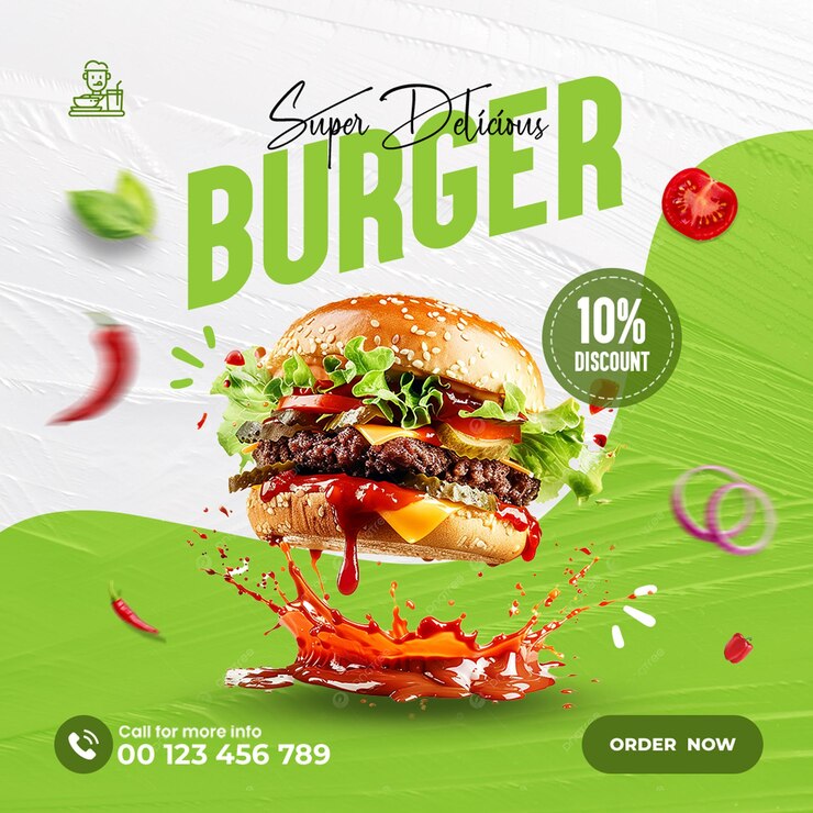 Progettazione di social media per hamburger