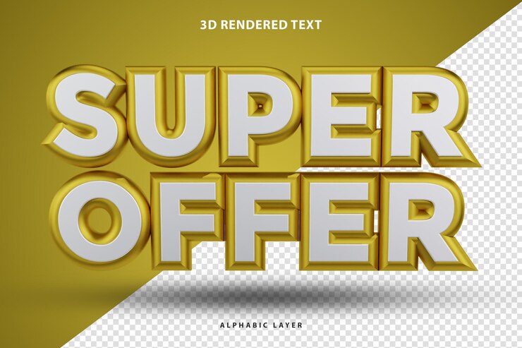 Progettazione di testo con rendering 3D super offerta