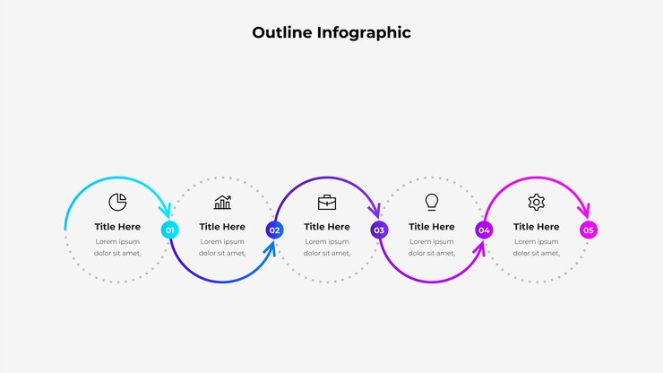 PSD progettazione infografica circolare minimalista con presentazioni aziendali a cinque pietre miliari