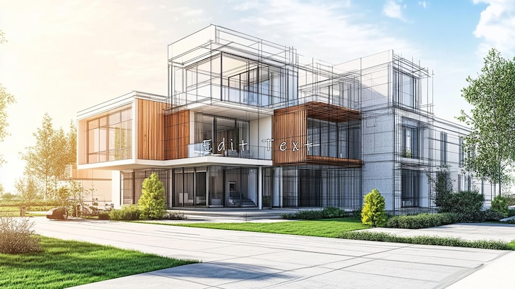 PSD progetto di progettazione architettonica di una casa moderna