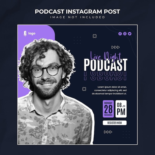 PSD programa de entrevistas de podcast de publicación de instagram