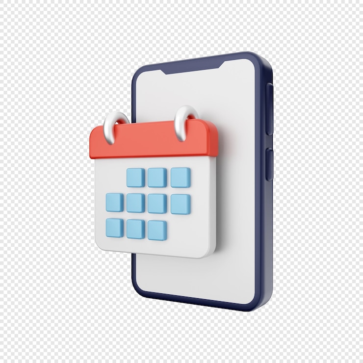 PSD programação de data de calendário de ilustração de ícone de smartphone 3d