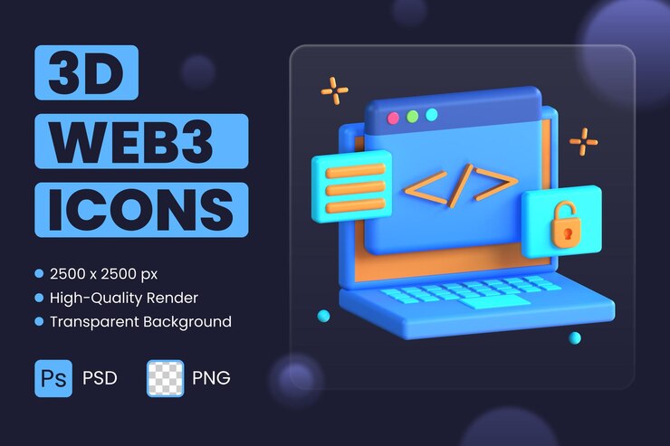 PSD programación de codificación de código abierto de ilustración de icono 3d