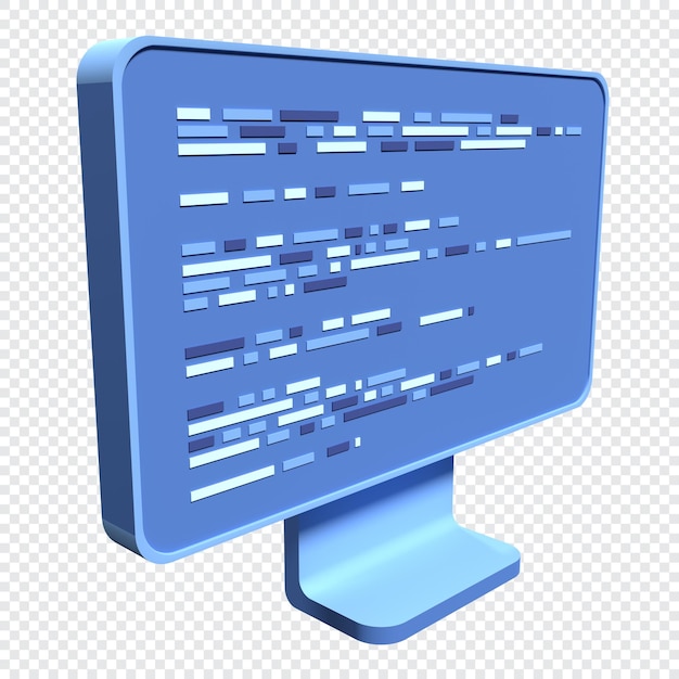 Programación informática o desarrollo de software Representación 3d de monitor plano Codificación 3d render 3d monitor de computadora 3d render ilustración