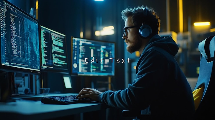 PSD programador enfocado en la codificación tarde en la noche