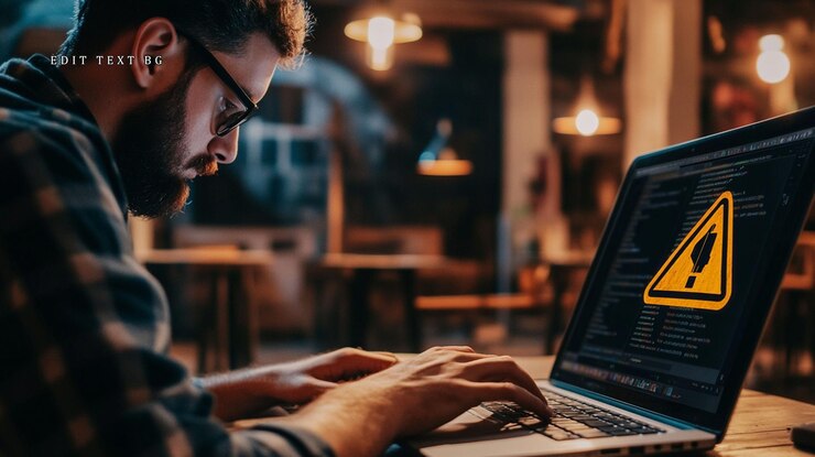 PSD programador enfocado en la resolución de errores de código en la computadora portátil por la noche