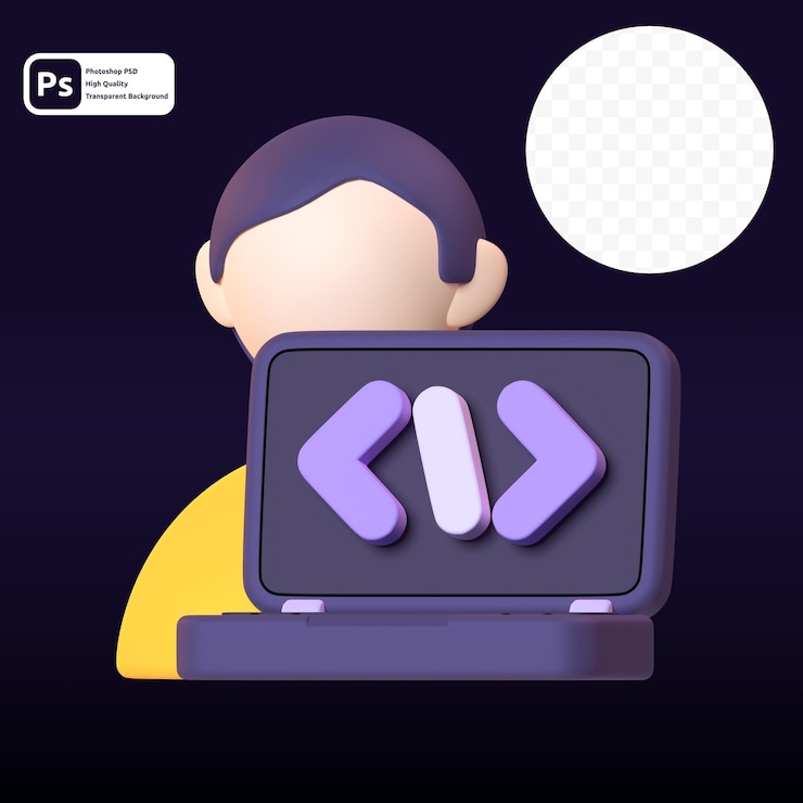 PSD programador en render 3d para presentación web de activos gráficos u otros