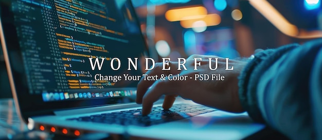 Programador trabajando hasta tarde en la noche en una computadora portátil