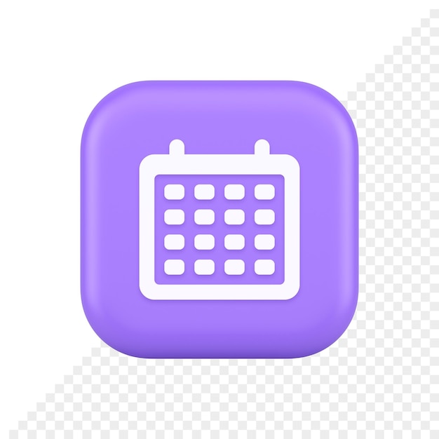 PSD programar el botón del organizador del planificador para hacer la lista del servicio de recordatorio de la agenda icono realista 3d