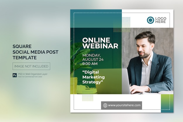 Programma di lezioni online Social Media Post o modello di banner quadrato