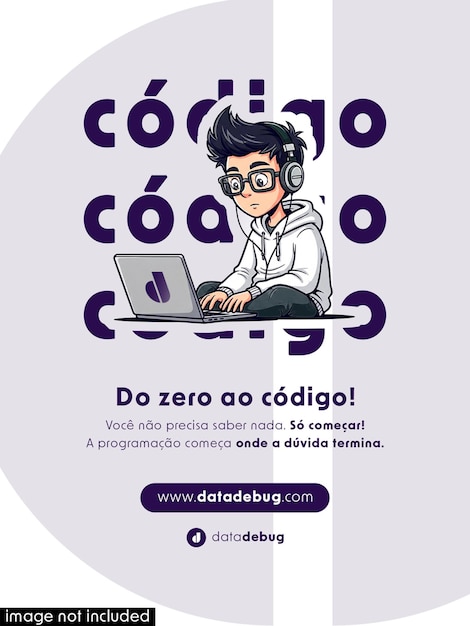 Programmation de zéro au code Apprendre à coder avec DataDebug modèle de flyer de publication modifiable