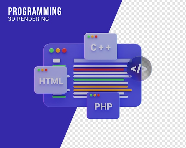 PSD programmierer-workflow-illustrationskonzept, 3d-rendering