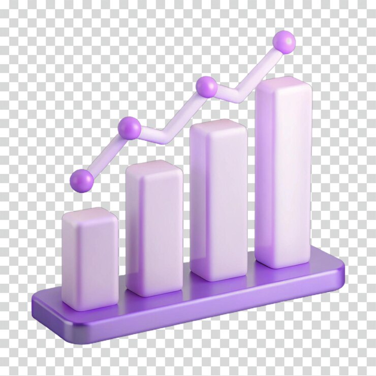 PSD progreso del crecimiento del gráfico de barras 3d y visualización de la tendencia positiva