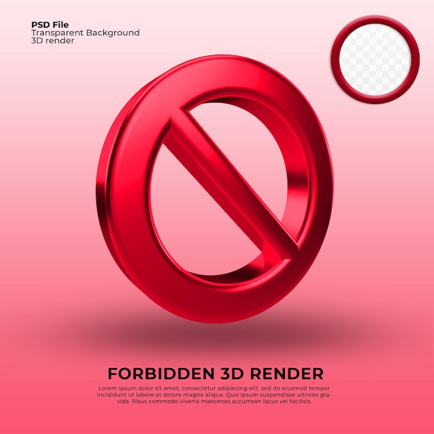 Prohibido icono png 3D render