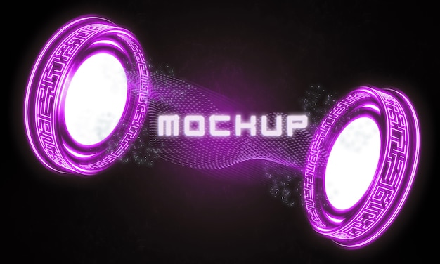 Proiettore di effetti mock-up con logo futuristico