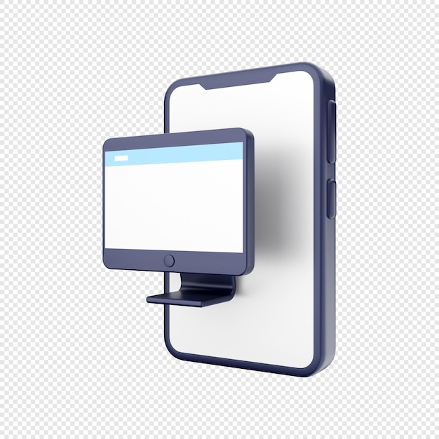 PSD projeção do monitor da ilustração do ícone do smartphone 3d