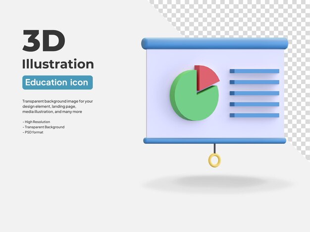 Projector screen school education icon 3d render illustration