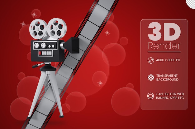 Projektor und Filmstreifen 3D-Darstellung